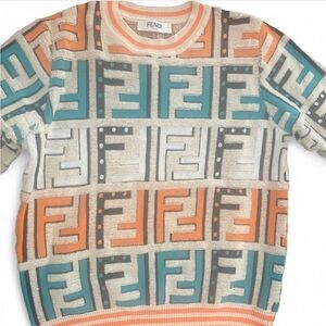 Vintage Fendi Roma FF Logo Monogram Terry Knit Sweater. Unisex
Size Small/Medium